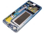 Pantalla service pack completa Super AMOLED con marco azul "Polaris blue" para Samsung Galaxy S9, SM-G960F